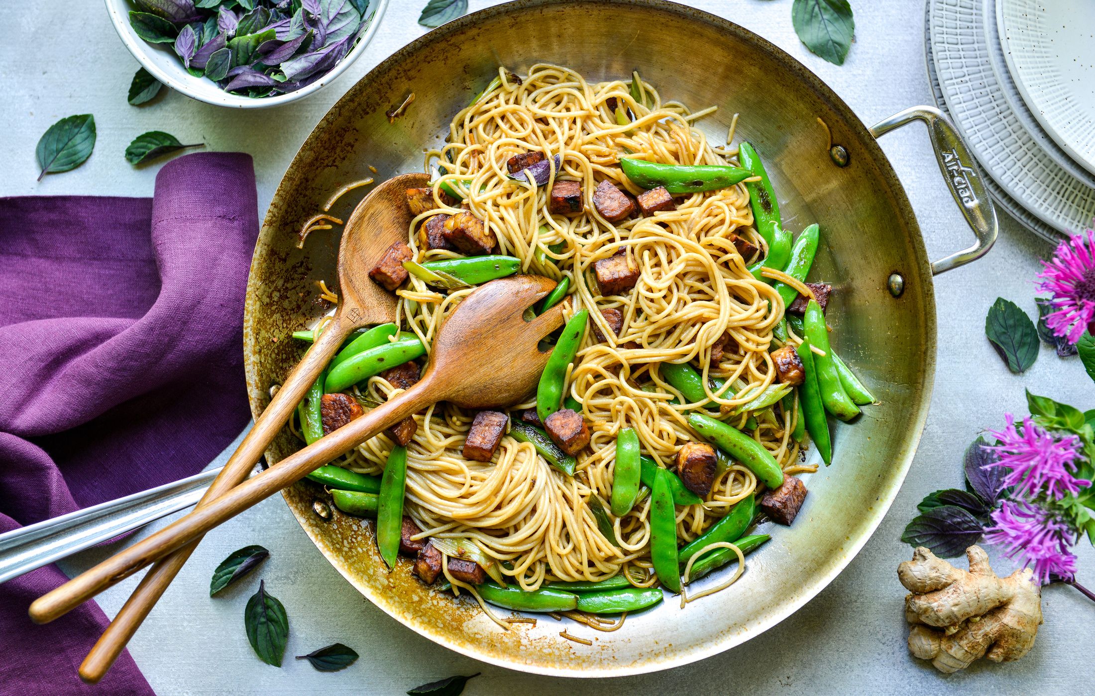 Stir-Fried Noodles with Tempeh and Snap Peas | Nourishing Meals®
